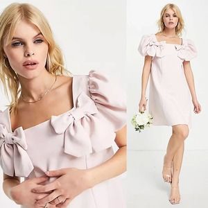 SISTER JANE NWOT Paddle Bow Mini Dress in Heavenly Pink Size M